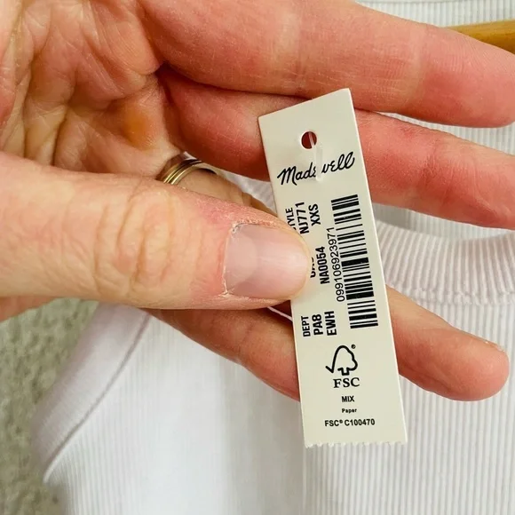 Madewell White Ribbed Tank NWT - Picture 4 of 5